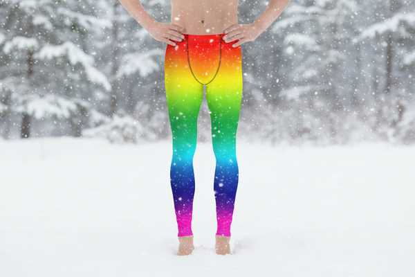 Rainbow Ombre Meggings, Gay Pride Designer Men's Leggings