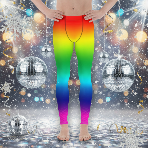 Rainbow Ombre Meggings, Gay Pride Designer Men's Leggings