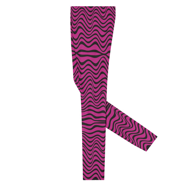 Hot Pink Wavy Meggings, Best Curvy Men's Leggings, Great Wave Abstract Pattern Designer Print Sexy Meggings Men's Workout Gym Tights Leggings, Men's Compression Tights Pants - Made in USA/ EU/ MX (US Size: XS-3XL) Patterned&nbsp;Leggings For Men, Tights Workout, Men's Compression Pants, Mens Festival Leggings, Mens Leggings Fashion, Mens Tights