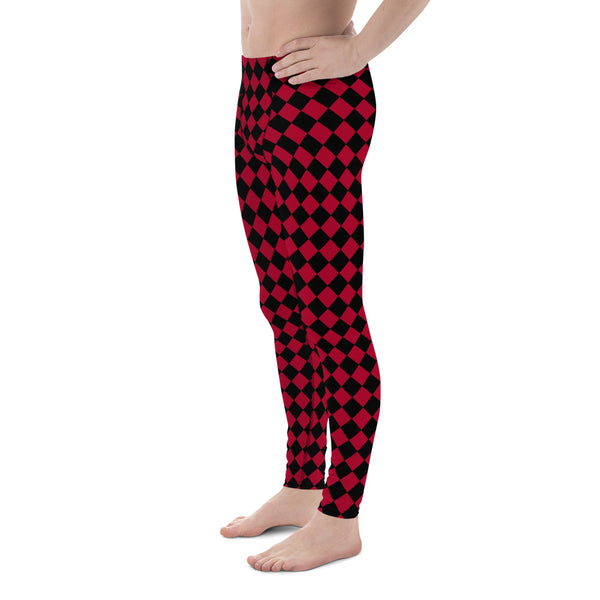 Black Red Checked Men's Leggings