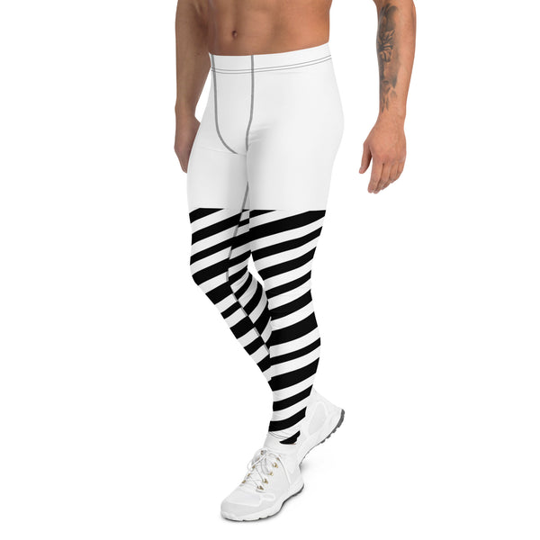 White Striped Men's Leggings