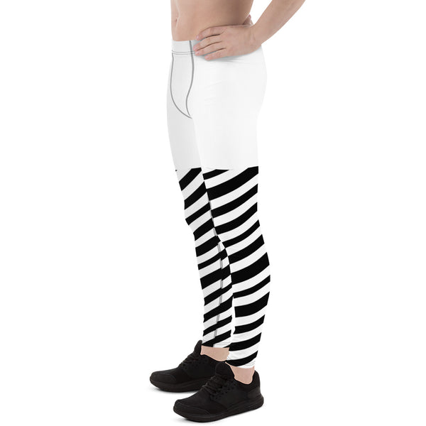 White Striped Men's Leggings