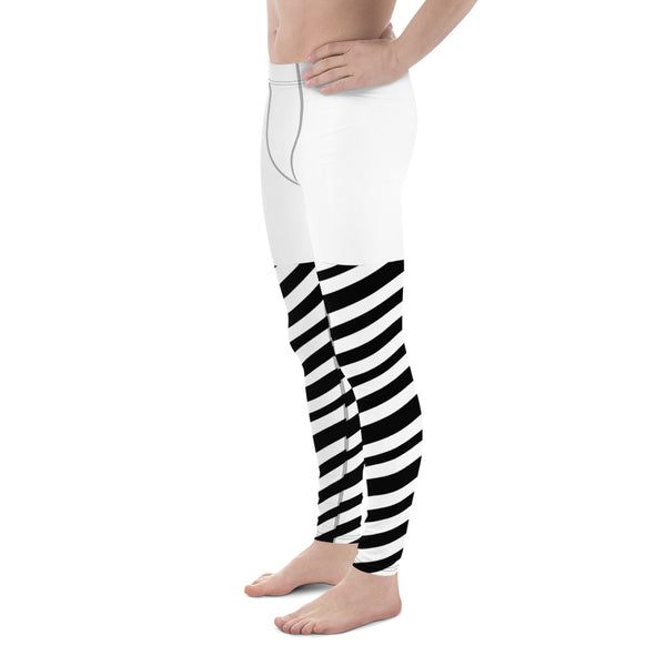 White Striped Men's Leggings