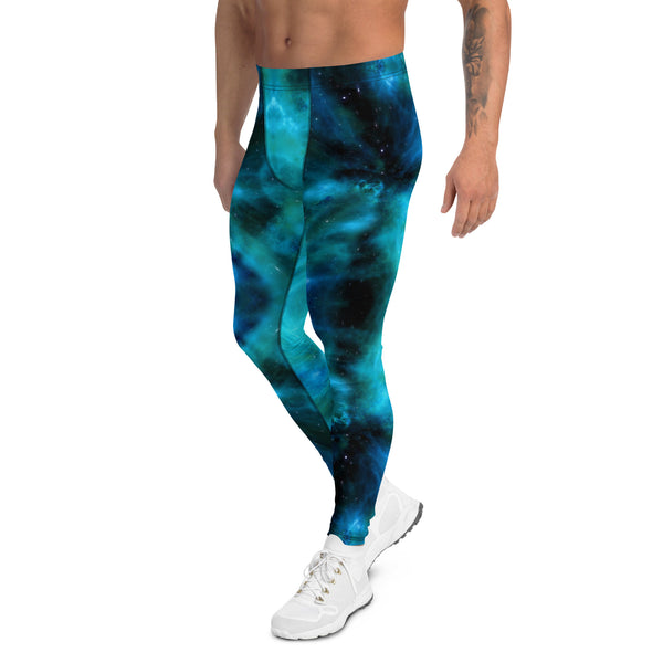 Blue Space Men's Leggings, Colorful Best Mens Galaxy Space Lightning Storm Pants, Thunder Lightning Leggings For Men-Made in USA/EU/MX (US Size: XS-3XL) Lighting Abstract Designer Print Sexy Meggings Men's Workout Gym Tights Leggings, Men's Compression Tights Pants&nbsp;&nbsp;