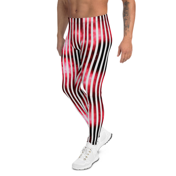 White Striped Red Men's Leggings