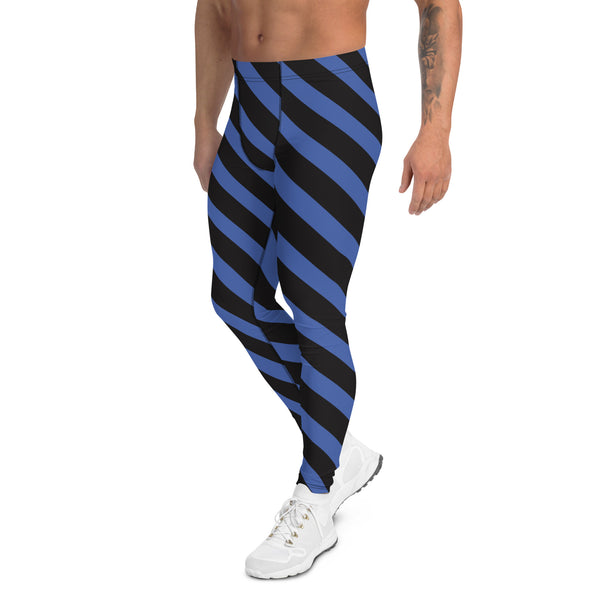 Blue Diagonal Striped Meggings, Best Men's Leggings