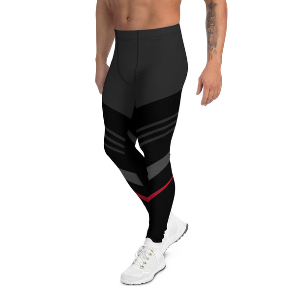 Black Red Graphic Striped Meggings, Best Men's Leggings