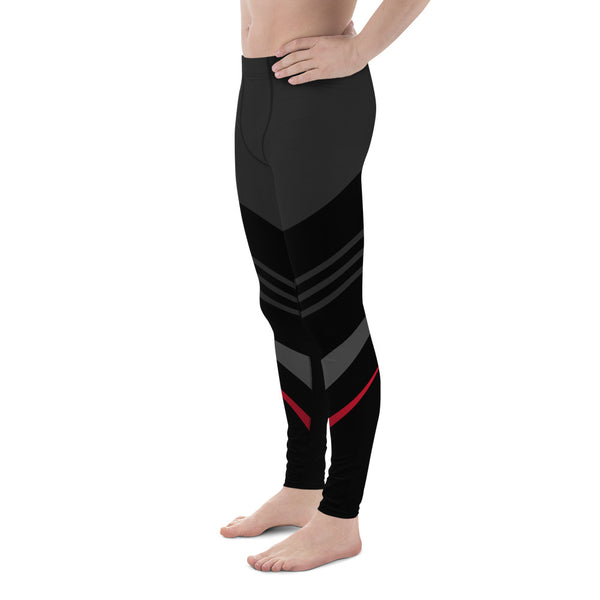 Black Red Graphic Striped Meggings, Best Men's Leggings