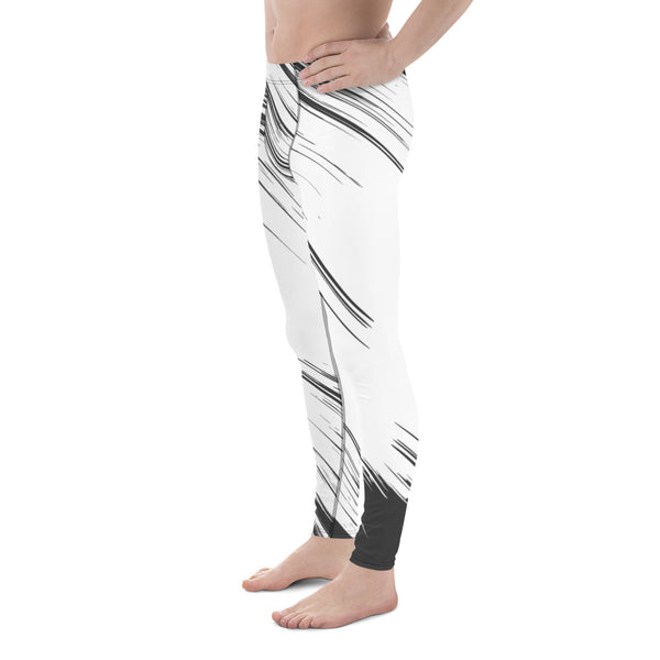 White Grey Abstract Meggings, Best Men's Leggings