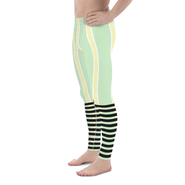 Light Green Yellow Striped Meggings, Best Men's Leggings