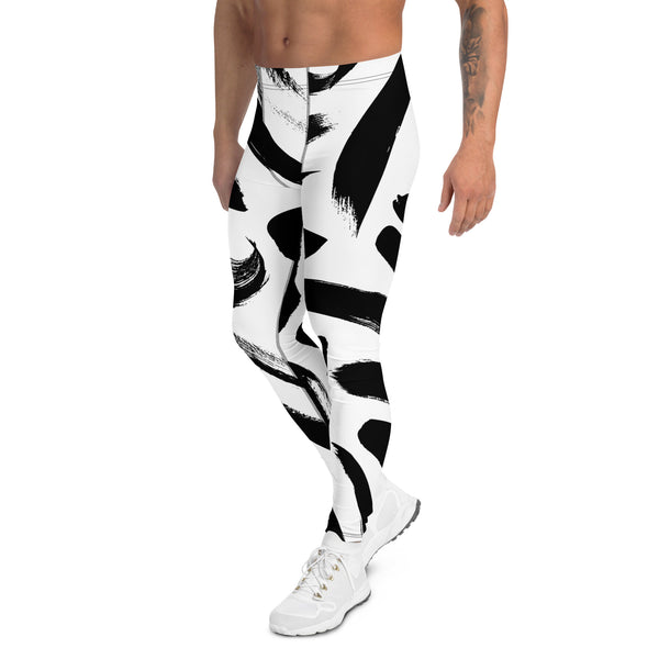 Black White Abstract Meggings, Best Men's Leggings