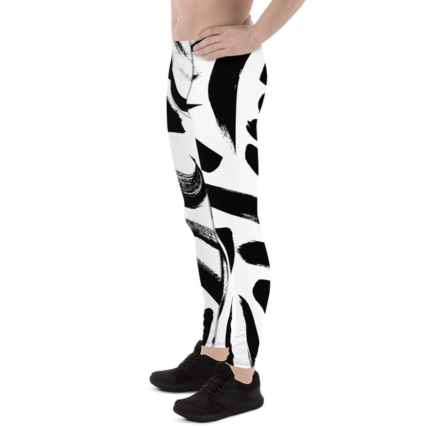 Black White Abstract Meggings, Best Men's Leggings