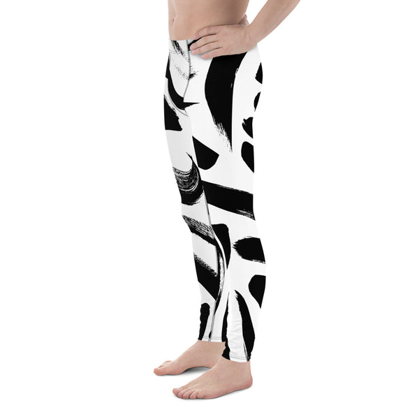 Black White Abstract Meggings, Best Men's Leggings