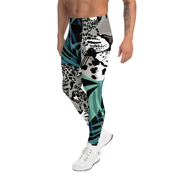 Leopard Print Best Men's Leggings, Tropical Animal Print Pattern Designer Print Sexy Meggings Men's Workout Gym Tights Leggings, Men's Compression Tights Pants - Made in USA/ EU/ MX (US Size: XS-3XL) Patterned Leggings For Men, Tights Workout, Men's Compression Pants, Mens Festival Leggings, Mens Leggings Fashion, Mens Tights&nbsp;
