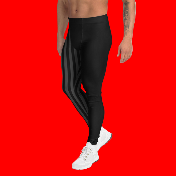 Grey Black Striped Meggings, Best Men's Leggings
