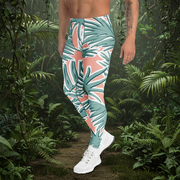 Pink Tropical Floral Meggings, Best Men's Leggings