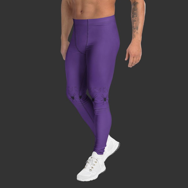 Purple Halloween Meggings, Pumpkin Cats Spiders Men's Leggings