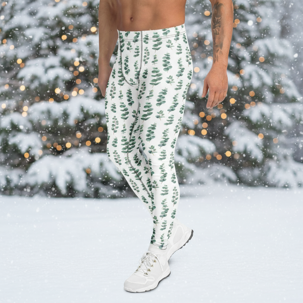 Eucalyptus Leaves Print Meggings, Men's Leggings