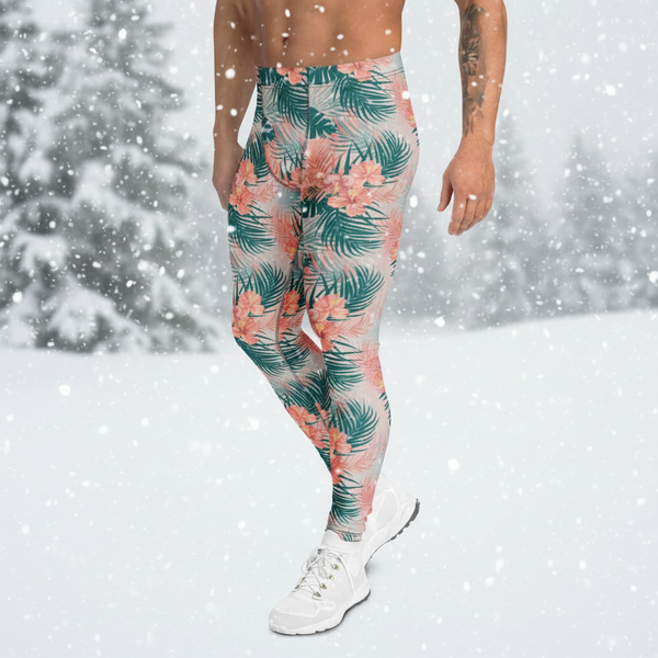 Tropical Leaves Print Men's Leggings