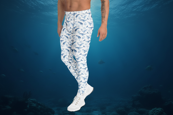 Blue Whale Print Meggings, Best Men's Leggings