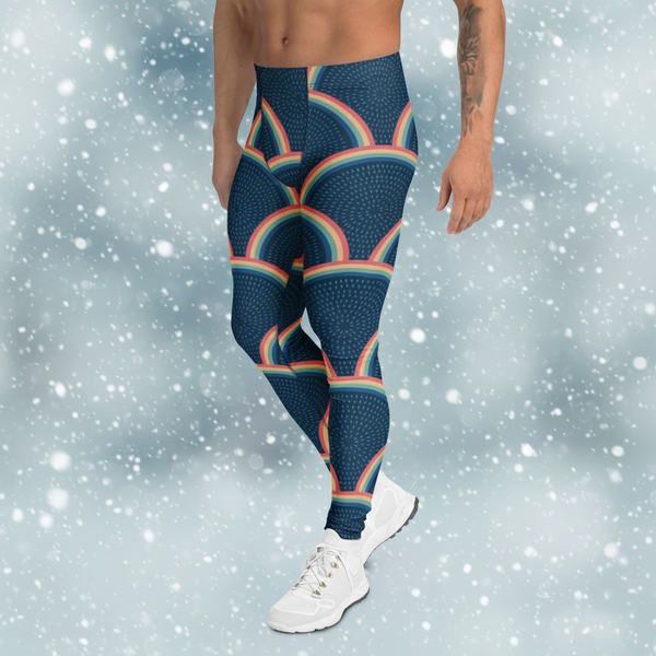 Rainbow Print Designer Meggings, Rainbow Gay Pride Men's Leggings