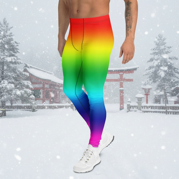 Rainbow Ombre Meggings, Gay Pride Designer Men's Leggings