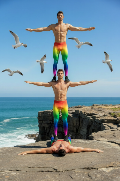 Rainbow Ombre Meggings, Gay Pride Designer Men's Leggings