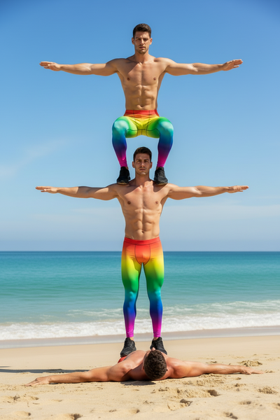 Rainbow Ombre Meggings, Gay Pride Designer Men's Leggings