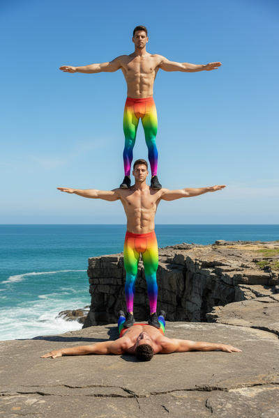 Rainbow Ombre Meggings, Gay Pride Designer Men's Leggings