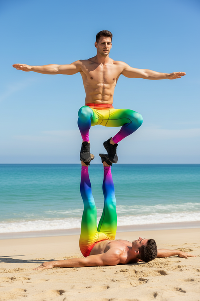 Rainbow Ombre Meggings, Gay Pride Designer Men's Leggings