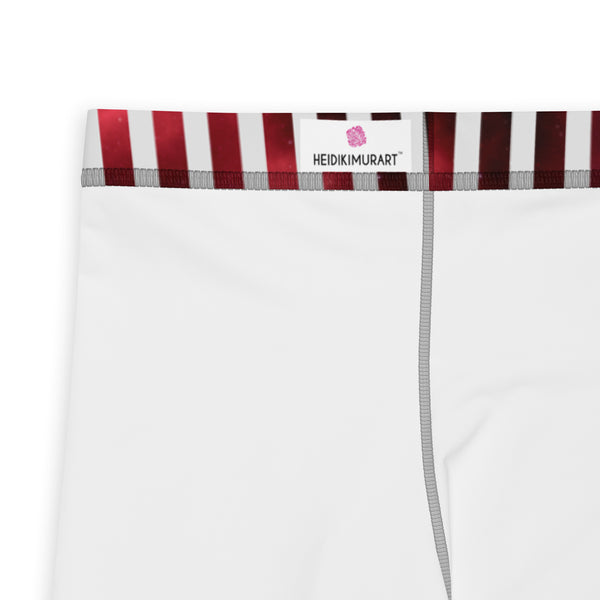 White Striped Red Men's Leggings