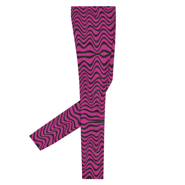 Hot Pink Wavy Meggings, Best Curvy Men's Leggings, Great Wave Abstract Pattern Designer Print Sexy Meggings Men's Workout Gym Tights Leggings, Men's Compression Tights Pants - Made in USA/ EU/ MX (US Size: XS-3XL) Patterned&nbsp;Leggings For Men, Tights Workout, Men's Compression Pants, Mens Festival Leggings, Mens Leggings Fashion, Mens Tights