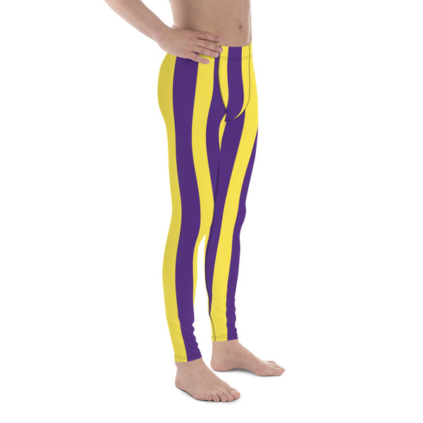 Yellow Purple Striped Men's Leggings