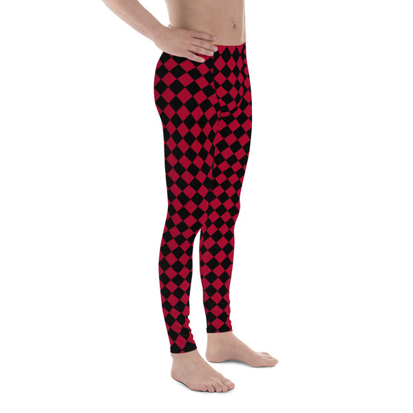 Black Red Checked Men's Leggings