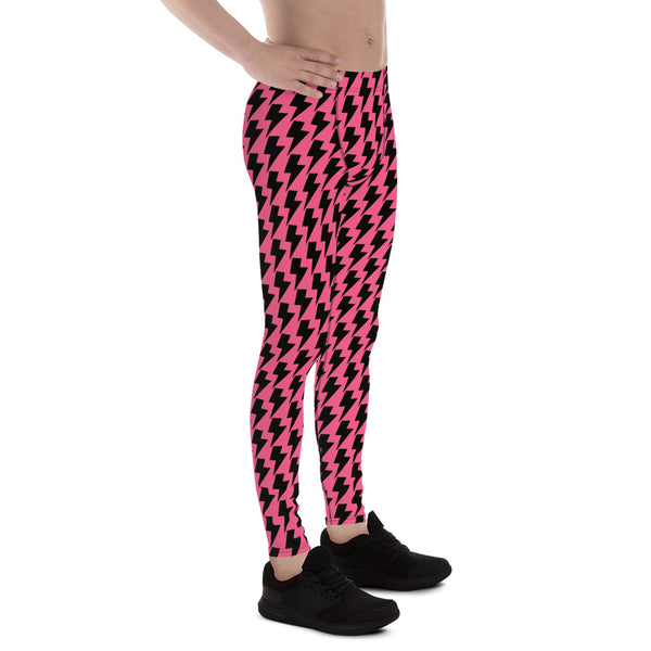 Pink Lighting Men's Leggings, Lighting Pattern Abstract Designer Running Compression Tights For Men - Made in USA/EU/MX https://heidikimurart.com/products/pink-lighting-mens-leggings 