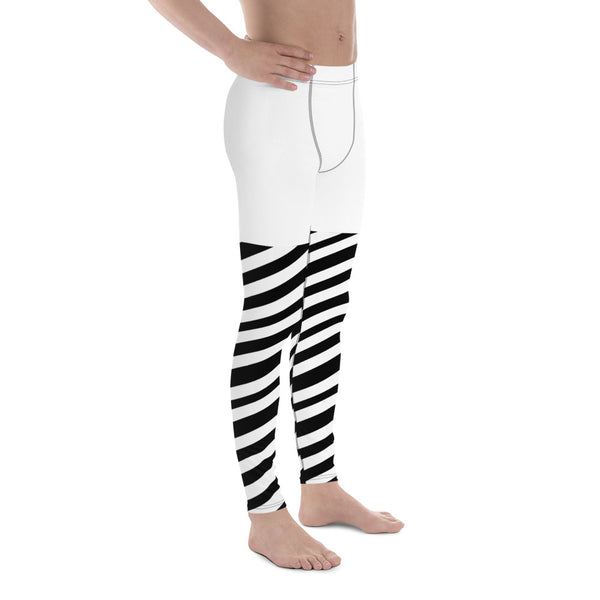 White Striped Men's Leggings