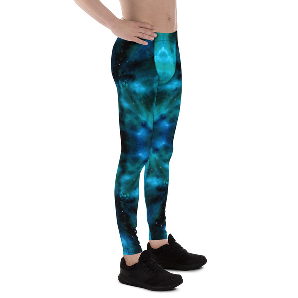 Blue Space Men's Leggings, Colorful Best Mens Galaxy Space Lightning Storm Pants, Thunder Lightning Leggings For Men-Made in USA/EU/MX (US Size: XS-3XL) Lighting Abstract Designer Print Sexy Meggings Men's Workout Gym Tights Leggings, Men's Compression Tights Pants&nbsp;&nbsp;