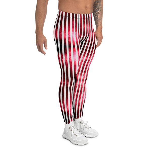 White Striped Red Men's Leggings