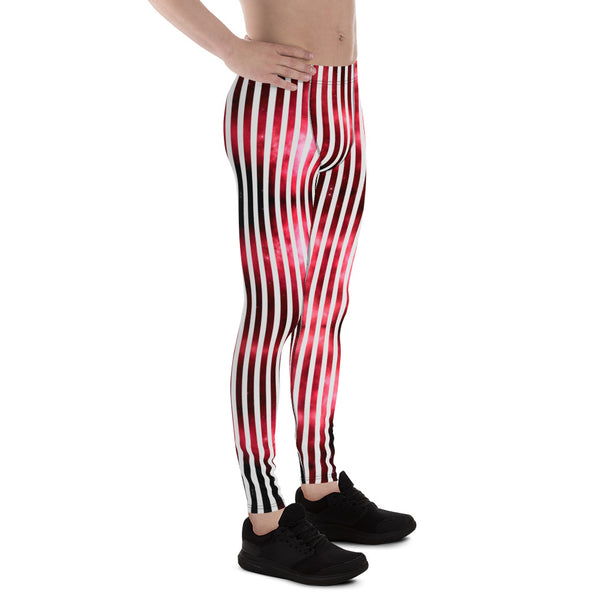 White Striped Red Men's Leggings