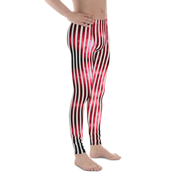 White Striped Red Men's Leggings