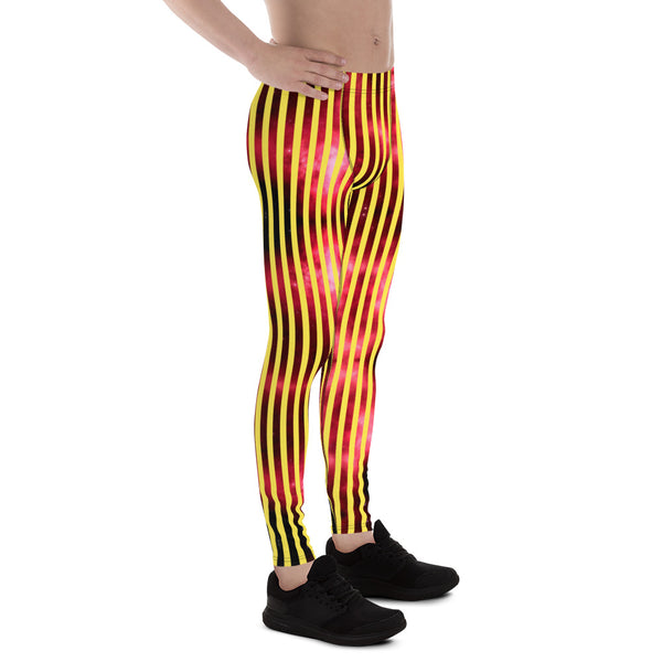 Yellow Red Striped Men's Leggings