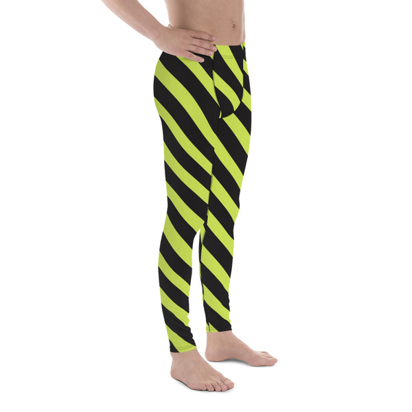 Green Striped Diagonal Meggings Best Men's Leggings