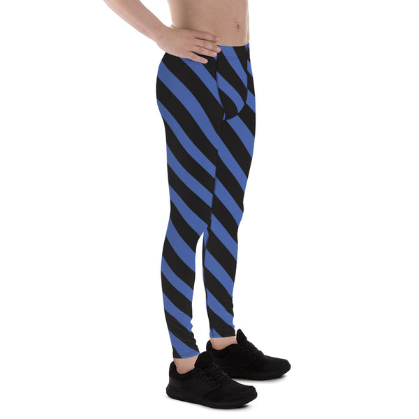 Blue Diagonal Striped Meggings, Best Men's Leggings