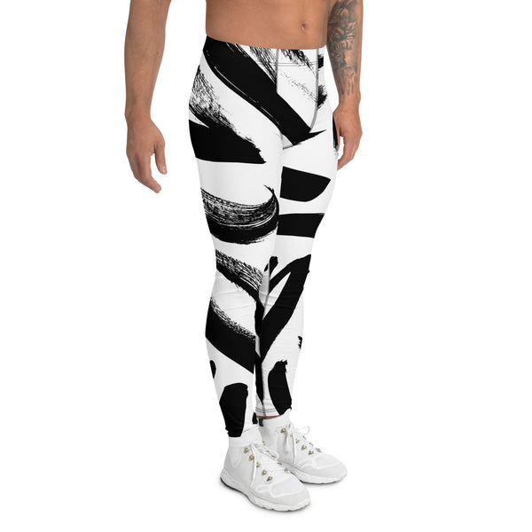 Black White Abstract Meggings, Best Men's Leggings