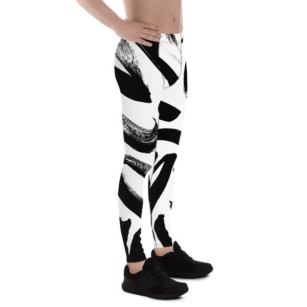 Black White Abstract Meggings, Best Men's Leggings