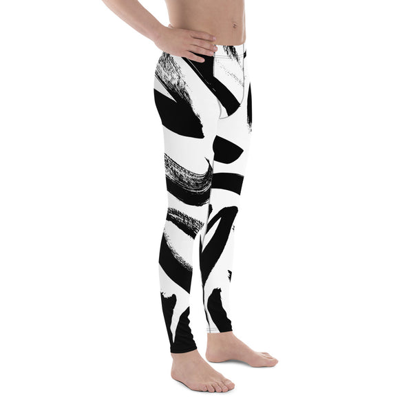 Black White Abstract Meggings, Best Men's Leggings