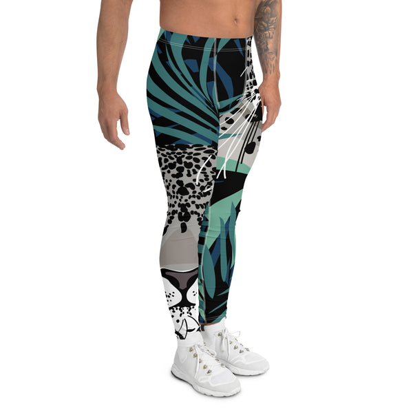 Leopard Print Best Men's Leggings, Tropical Animal Print Pattern Designer Print Sexy Meggings Men's Workout Gym Tights Leggings, Men's Compression Tights Pants - Made in USA/ EU/ MX (US Size: XS-3XL) Patterned Leggings For Men, Tights Workout, Men's Compression Pants, Mens Festival Leggings, Mens Leggings Fashion, Mens Tights&nbsp;
