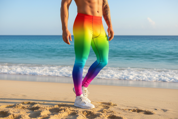 Rainbow Ombre Meggings, Gay Pride Designer Men's Leggings