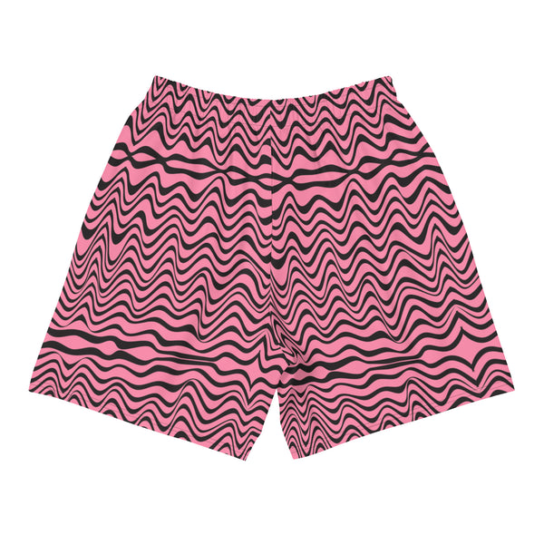 Pink Wavy Men's Short, Best Designer Men's Recycled Athletic Shorts