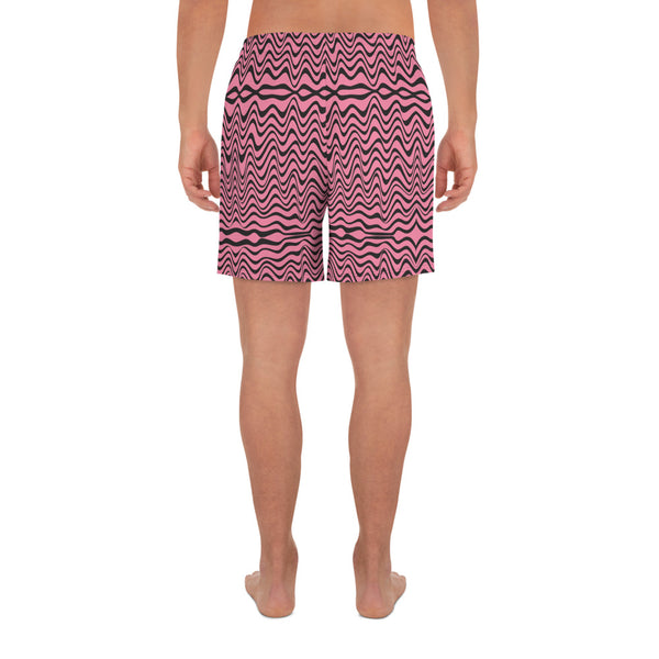 Pink Wavy Men's Short, Best Designer Men's Recycled Athletic Shorts